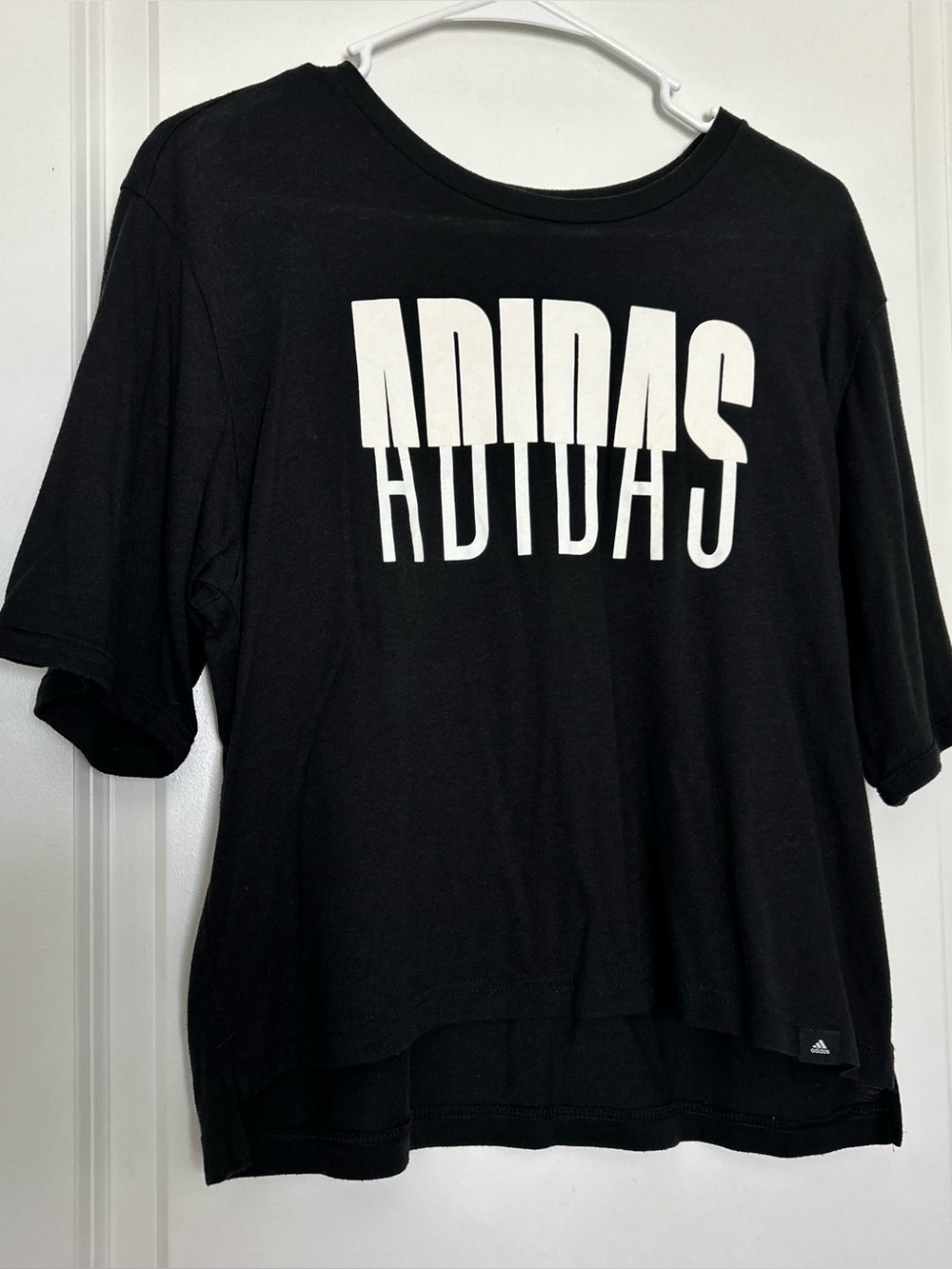 Adidas (M) Black Split-Text Logo T-Shirt